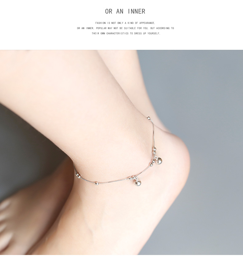 Thiết kế thích hợp 925 vòng chân bạc nữ vòng chân bạc sterling có âm thanh tối giản gợi cảm Sen sẽ rung chuông lắc chân vàng tây