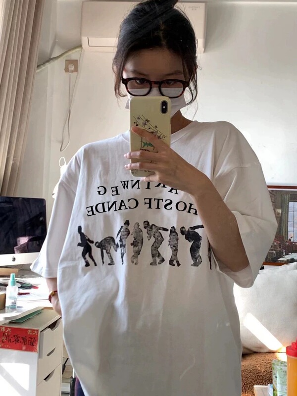 Heavyweight Pure Cotton Vintage Trendy Brand Oversized Half-Sleeve T-Shirt for Women, Niche Design, Loose Fit, Spring/Summer 2025 New Style with Lettering
