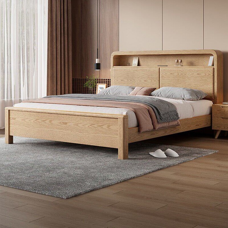 Guangdong Foshan Nordic Solid Ash Wood Bed Frame for Master Bedroom, 1.8m Double Bed, 1.5m Small Apartment High Box Storage Guangdong Foshan Nordic Solid Ash Wood Bed Frame for Master Bedroom, 1.8m Double Bed, 1.5m Small Apartment High Box Storage