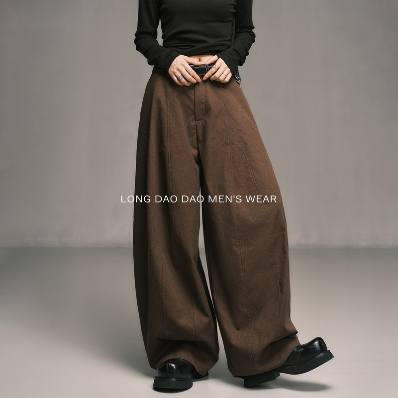 Longdaodao 2026 Autumn New Collection Old Money Retro Niche Simple High-End Casual Pants Daily Loose Wide-Leg Pants Trendy Longdaodao 2026 Autumn New Collection Old Money Retro Niche Simple High-End Casual Pants Daily Loose Wide-Leg Pants Trendy