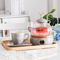 Nordic Golden Elk boiled fruit tea tea tea pot set ceramic glass Afternoon Tea Flower tea set candle heating