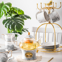 English afternoon tea scented tea tea set ceramic glass boiled fruit teapot flower teapot set candle heating warm tea ware