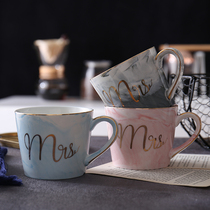 European marble ceramic cup water cup office coffee mug couple Cup ins breakfast cup