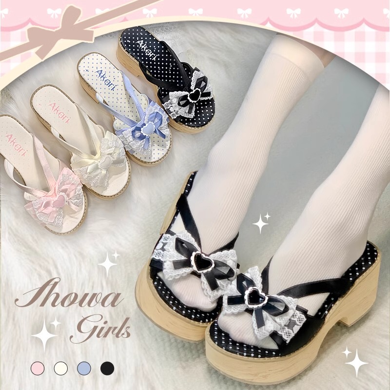 In-Stock Showa-Style Hoshino Akari Japanese-Style Bowknot Wood-Grain Thick-Soled Japanese-Style Chunky Heel Clogs Cosplay Slippers In-Stock Showa-Style Hoshino Akari Japanese-Style Bowknot Wood-Grain Thick-Soled Japanese-Style Chunky Heel Clogs Cosplay Slippers