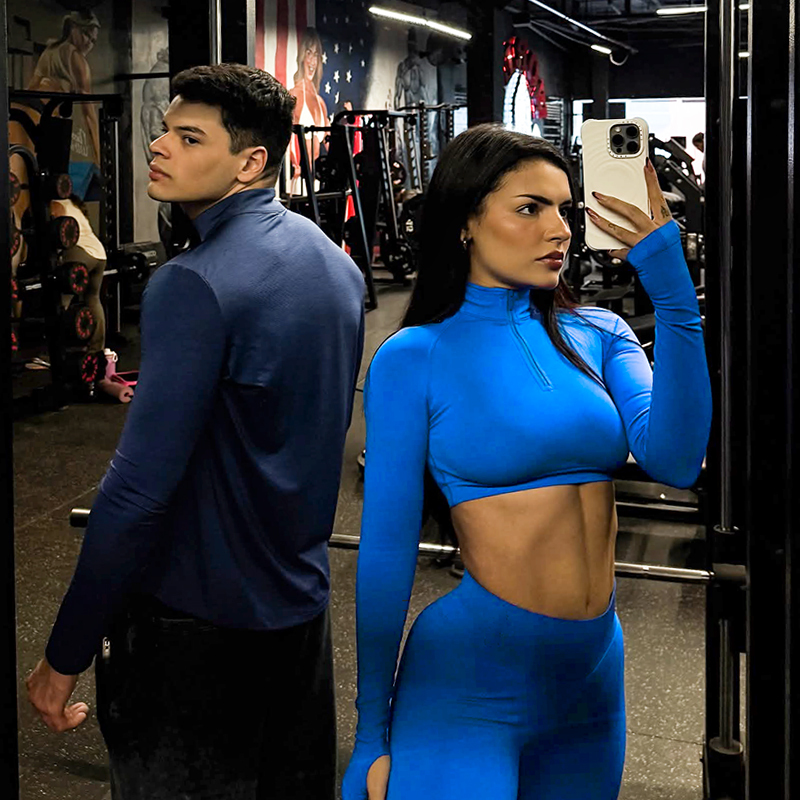 Yoga Long-Sleeved Women's Short Crop Top with Half-Zip, Pure Desire Sports Top, Sexy Tight-Fitting Clothing, Stand-Up Collar T-Shirt, Fitness Clothing