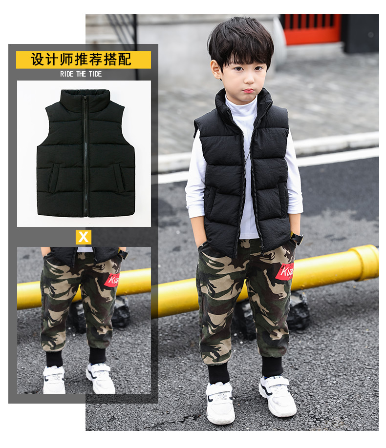 Quần áo trẻ em nam dày lên 2018 Áo nịt trẻ em mới trong chiếc áo khoác cotton trẻ em lớn áo gile bò cho bé
