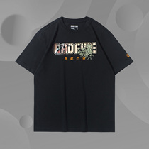 Li Ning mens clothing sports blouses round collar short sleeve T-shirt BADFIVE soldiers dont get tired of mens culture shirts AHSR119