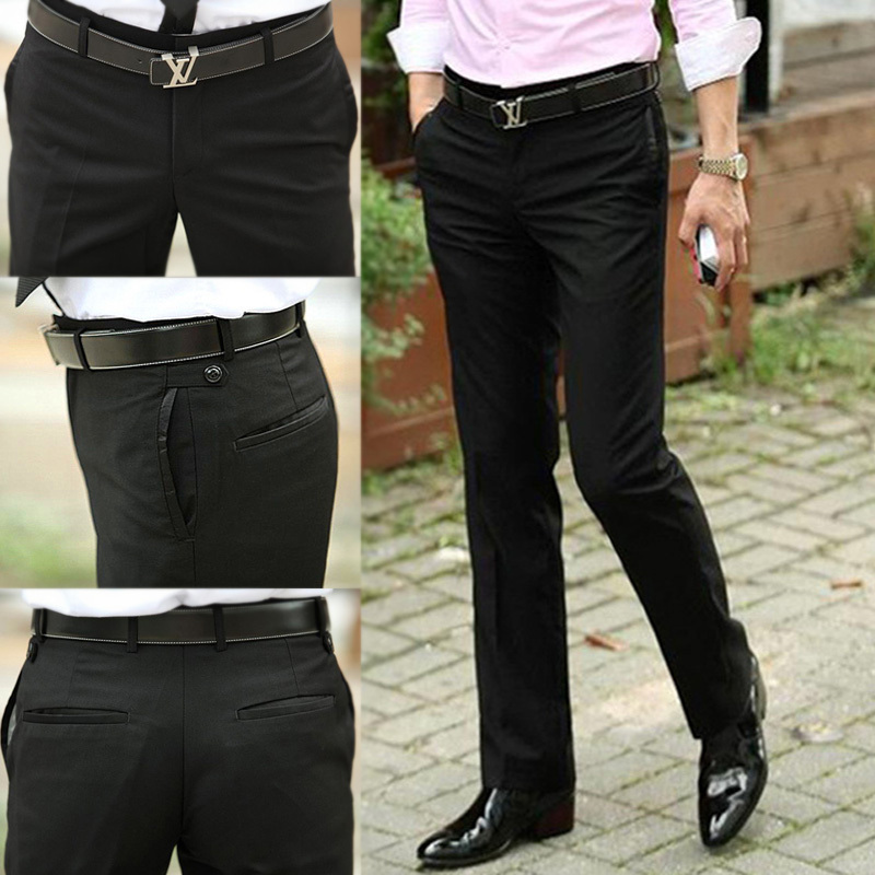 Fashionable, Simple, Casual, Versatile Suit Pants with Vertical Pocket Design, Black Business Pants, Men's Slim Fit, Non-Iron Dress Pants
