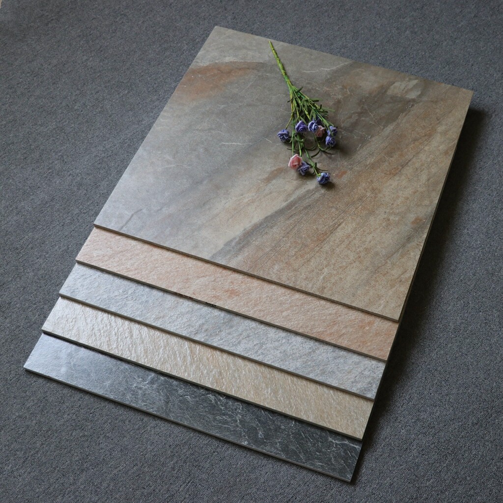 Outdoor balcony courtyard garden uneven non-slip floor tiles 600X600 rough stone tiles fire board antique tiles