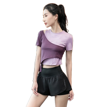 Professional running quick-drying clothes for women fashionable color matching yoga clothes summer style short-sleeved temperament internet celebrity night running sports suit