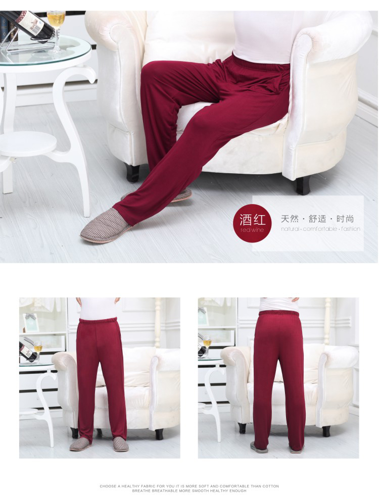 Modal Pyjama Quần nam Quần cotton mỏng Quần nhà lỏng Mùa thu Nam Điều hòa nhiệt độ Gia đình Trung niên Mùa hè quần lửng nam