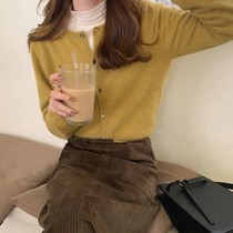 2020 new Korean version of purple knitted cardigan female spring and autumn loose lazy wind wear short sweater coat