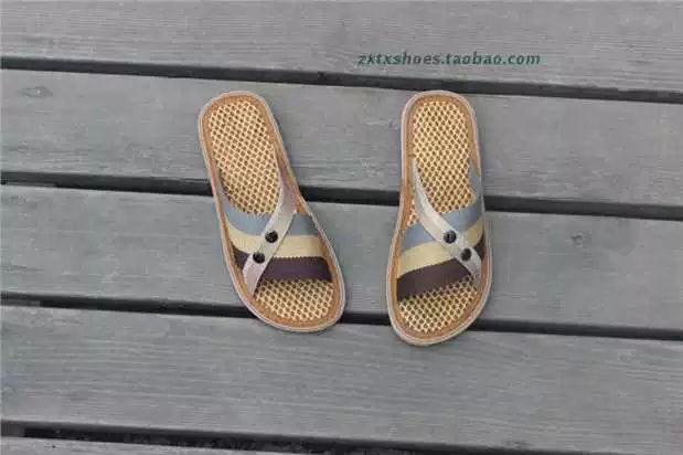 Chất liệu lụa màu nâu tự nhiên mới của nam giới kéo mát mẻ kéo về nhà dép khử mùi mồ hôi - Dép dép lào nam