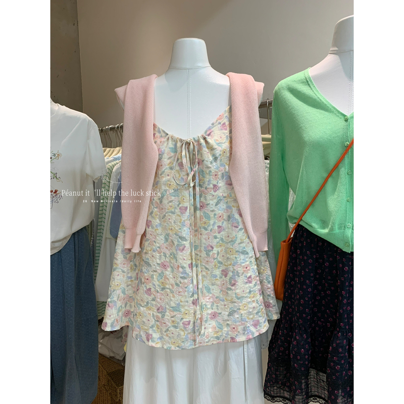Peanut Peanut Home-26 New Summer Printed Dress with Linen Cotton Base (Excluding Inner Layer and Shawl) 1758
