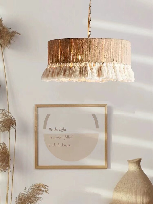 Bohemian Retro Hemp Rope Tassel Chandelier Creative Bedroom Lamp Japanese-Style Homestay Restaurant Living Room Wabi-Sabi Style Lighting Fixtures Bohemian Retro Hemp Rope Tassel Chandelier Creative Bedroom Lamp Japanese-Style Homestay Restaurant Living Room Wabi-Sabi Style Lighting Fixtures