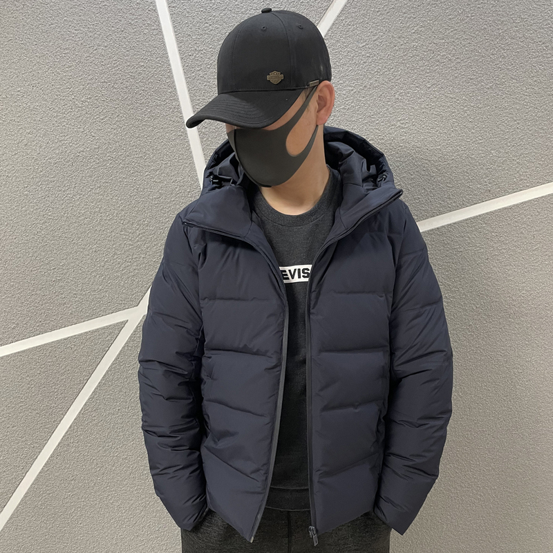 Winter Men's Seamless down Jacket Classic Short Hooded Waterproof Coat Business Casual 459624/442147
