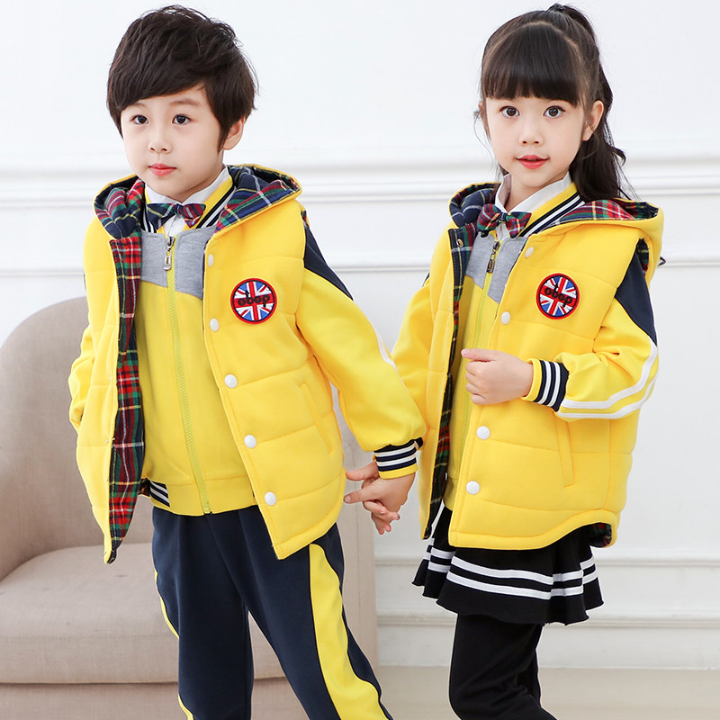 Kindergarten clothing autumn and winter clothing children's school uniform set primary school student sports class clothing winter padded waistcoat three-piece set