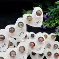 S925 sterling silver needle natural color ghost ear needle raw stone crystal landscape one flower one world simple temperament high-end