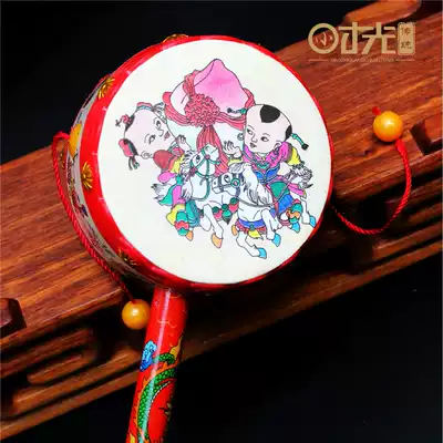 Rattle 0-6-12 months baby baby grasp traditional Wave Drum rattle hand shake drum baby intelligence toy