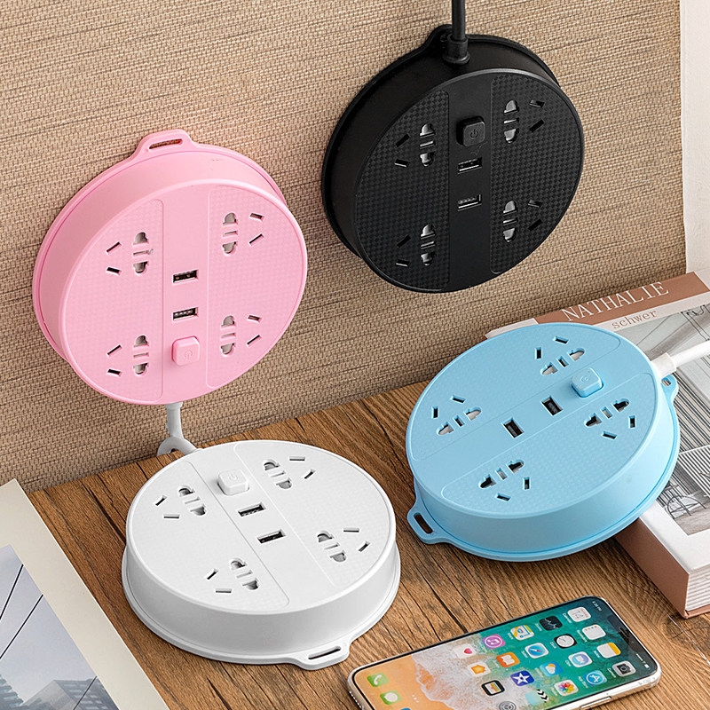 Smart USB switch socket converter plug circular plug-in row porous 3 5 meters with wire wiring board creative plug board