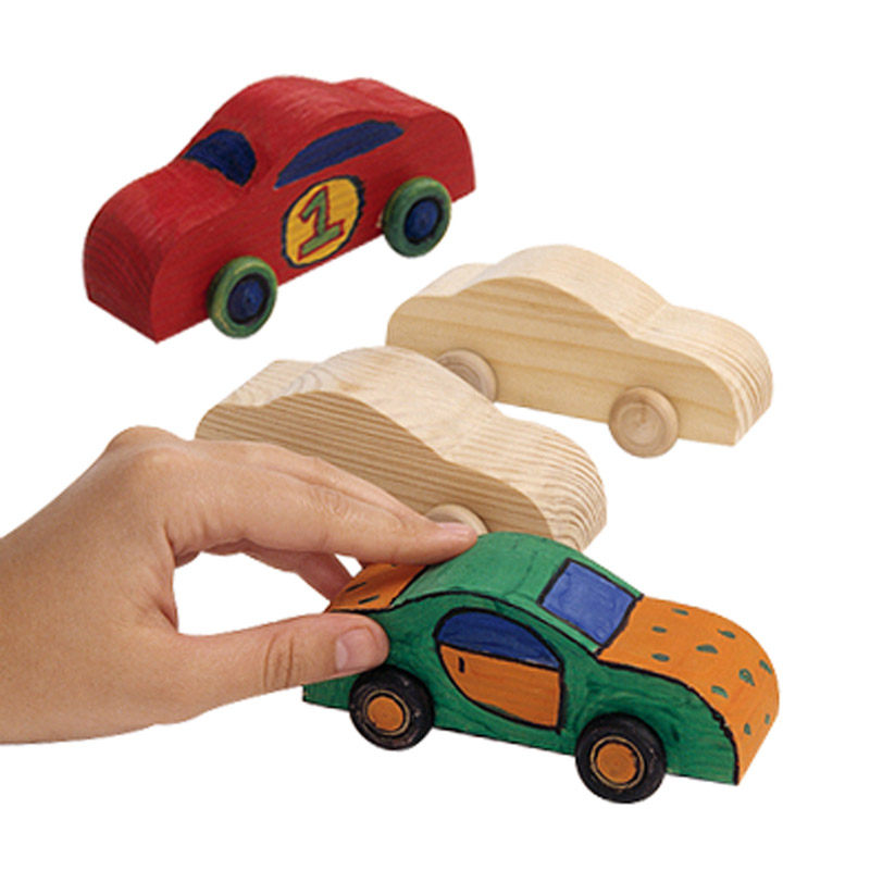 Children's handmade DIY self-painted wooden car making materials white mold train coloring kindergarten creative toys