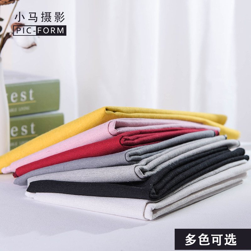 Small commodity photography linen jewelry solid color props still life table background cloth cotton retro literary photo props