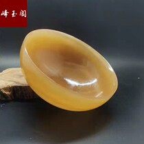 Natural jade bowl ornaments rice yellow jade bowl living room office model room decoration ornaments housewarming opening gifts