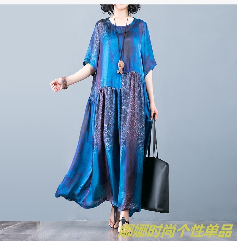 Jin Zhaocheng 2019 dài của phụ nữ dài bất thường swing lụa in đầm khí chất váy dài dây đeo hai mảnh - Sản phẩm HOT váy xòe