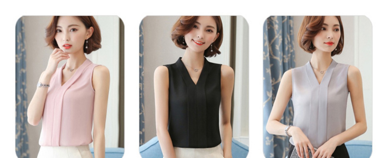 Áo voan nữ mùa hè mới thả lỏng bên trong hoang dã mặc áo cổ chữ V nhỏ cổ áo không tay màu đỏ áo ba lỗ nữ
