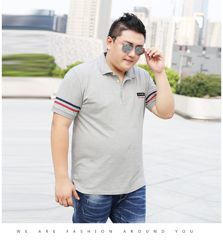 Quần áo nam size lớn cộng với phân bón để tăng độ lỏng ngắn cho áo sơ mi Polo thủy triều chất béo cỡ lớn ve áo T-shirt áo sơ mi Polo mùa hè áo polo nam đẹp