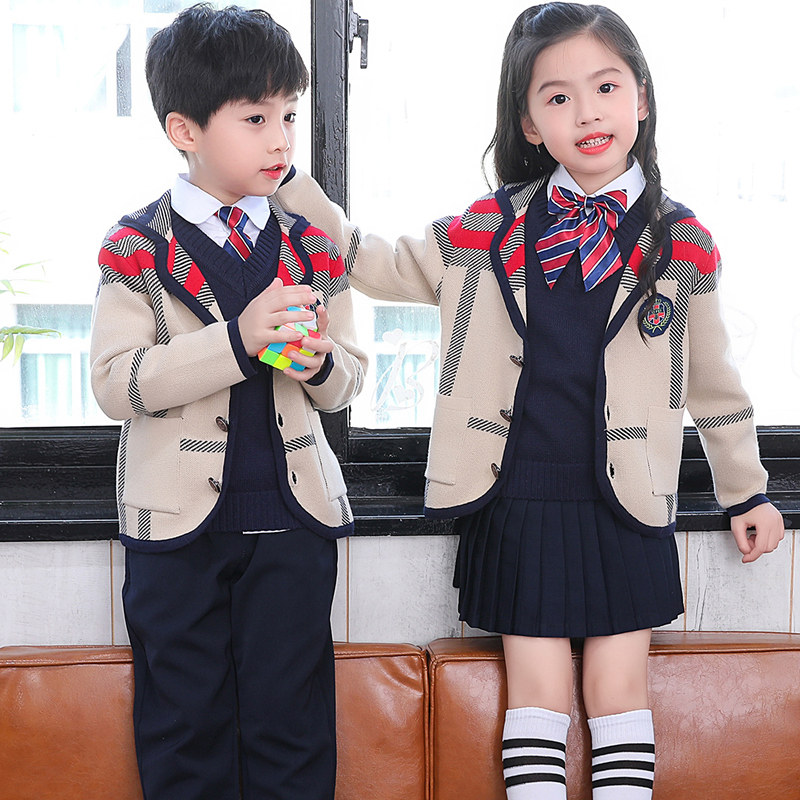 Kindergarten garden uniform spring and autumn clothing cotton college British style suit primary school uniform autumn and winter sweater children's class uniform