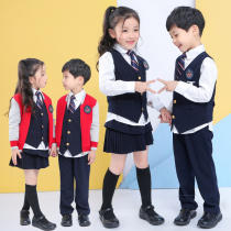 Childrens class suit British style Graduation suit Primary school uniform College style Kindergarten garden suit Spring and Autumn custom four-piece set