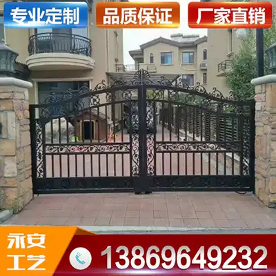 Iron gate country courtyard door Villa yard iron door double door stainless steel rural house fence big iron door