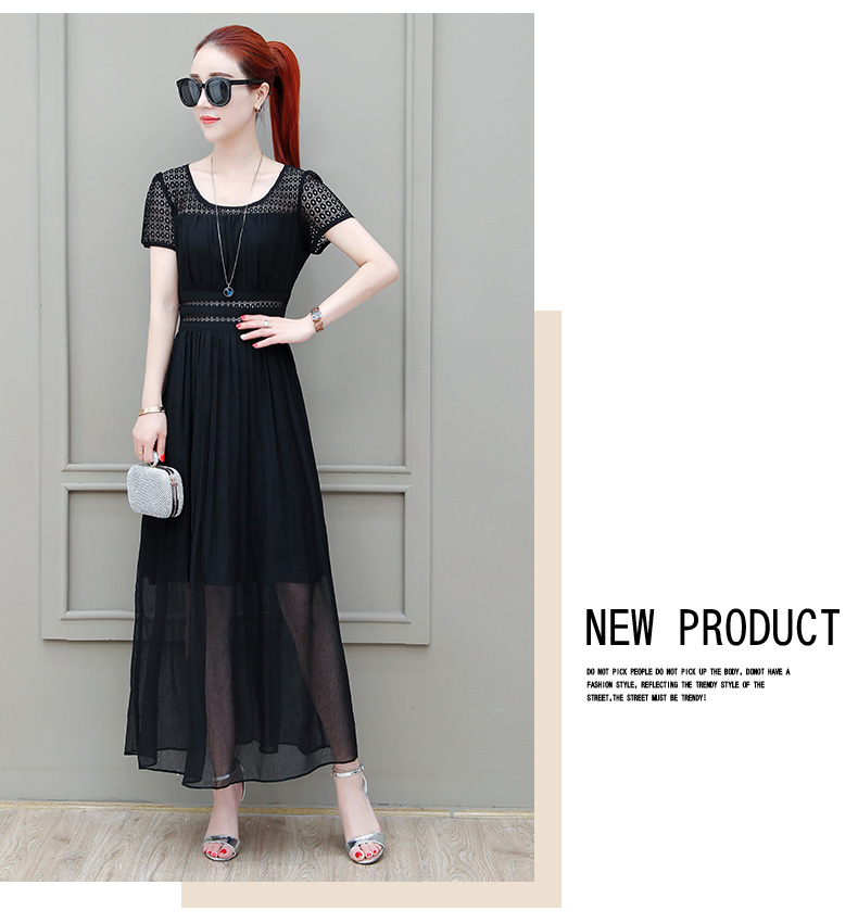 Đầm voan nữ 2019 khí chất nữ phổ biến eo thon giảm béo thời trang cao cấp 30 - 40 váy - Váy eo cao váy xòe bó eo	