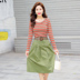 Đầm đầu thu cho nữ 2019 hàng mới châu Âu khí đầu thu nửa váy nửa dài hai bộ thủy triều - Váy eo cao 	váy rút eo	 Váy eo cao