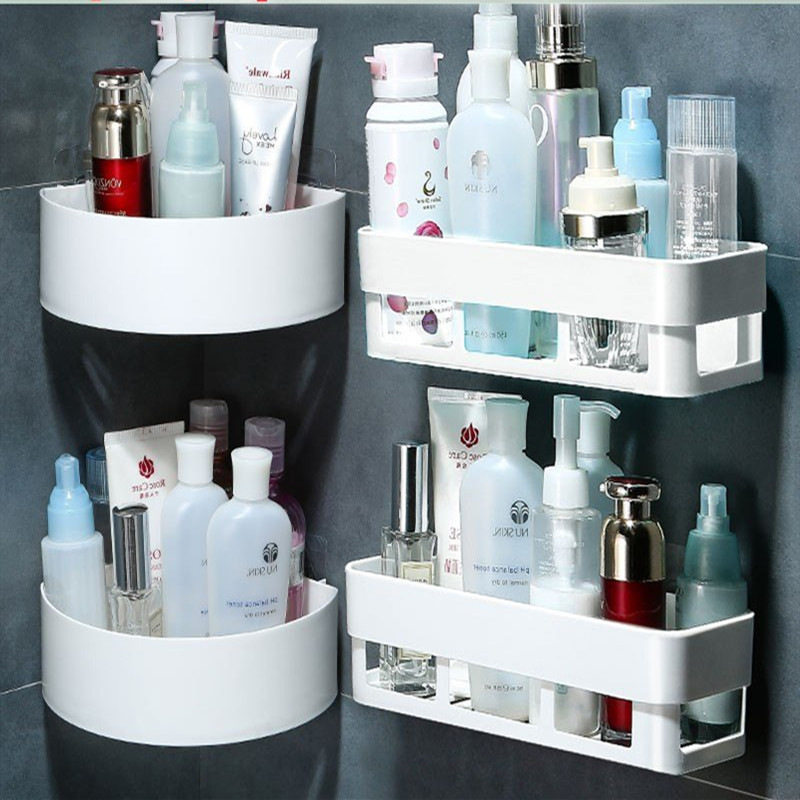 Wall Shelf Free to punch Cosmetic Wall Firm Skin-care Products Shelf Soap Case shelf Shelves Bathroom-Taobao