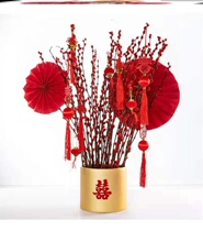 Florist real flower decoration bouquet Silver Willow dried flower blessing bucket material New year flower arrangement bucket desk handbag