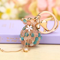 Hospitality Fortune Bag Car Key Buttons Women Ins Nets Red Cute Creative Bag Pendant Key Chain Ring Custom Gift