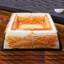 Large crystal ashtray household living room fashion ladder personality with cover high-end office European gift