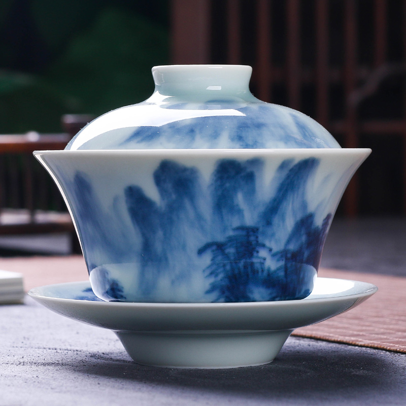 Offered home - cooked maintain fire hand - made in only three tureen of blue and white porcelain jingdezhen porcelain tea tea ware bowl is large