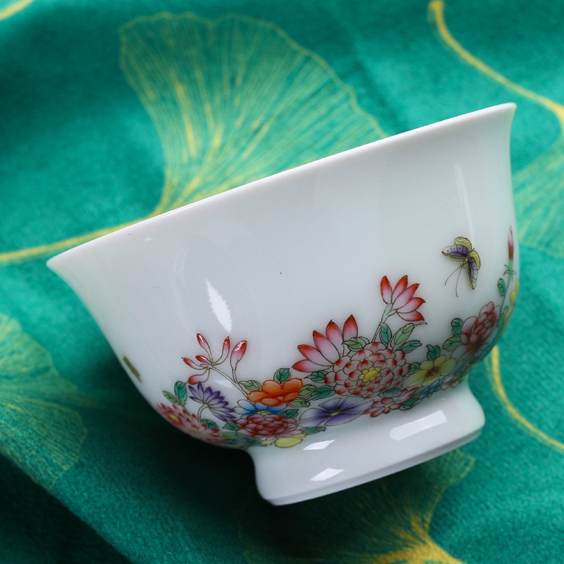 Offered home - cooked maintain fire ceramic tea cup in hand colored enamel bowl handless small jingdezhen porcelain sample tea cup