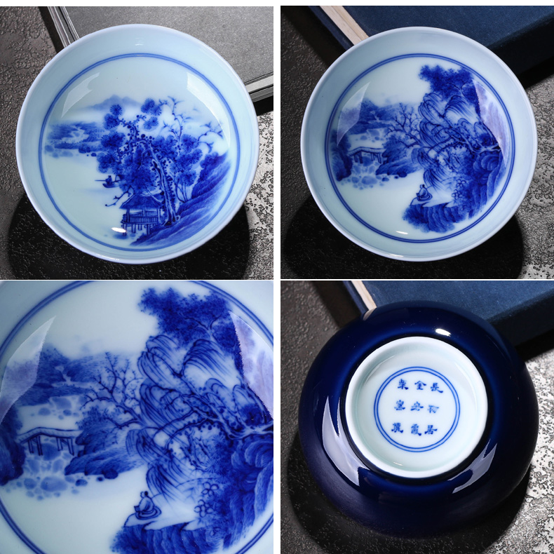 Offered home - cooked maintain fire hand - made of blue and white porcelain tea cups in jingdezhen porcelain bowl is pure manual tea sample tea cup