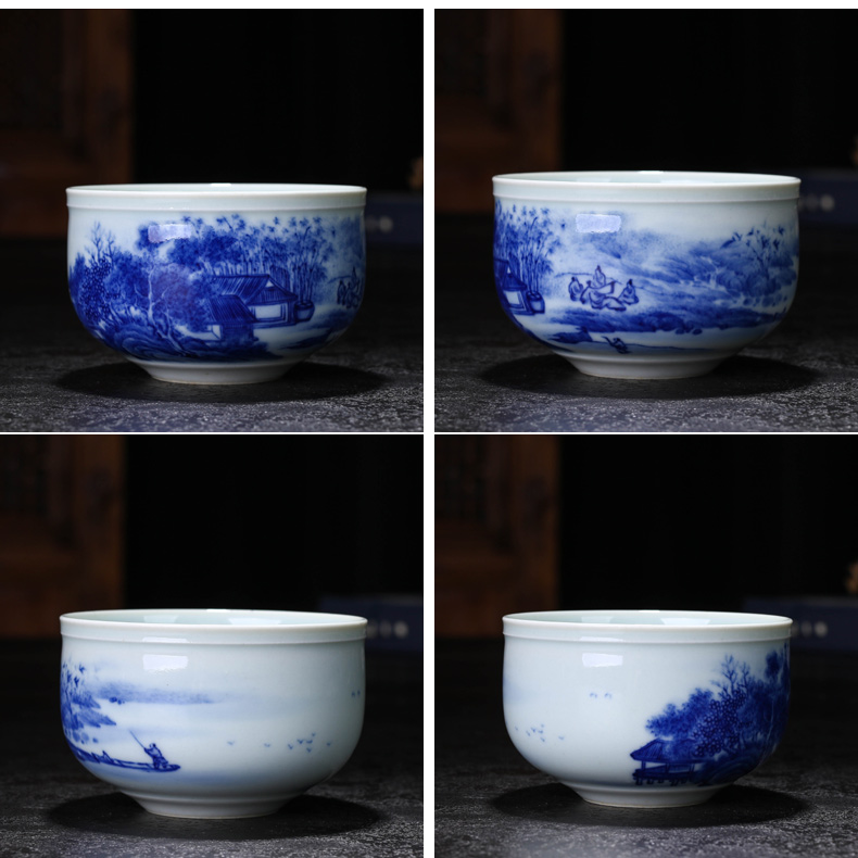 Offered home - cooked maintain fire hand - made of blue and white porcelain tea cups in jingdezhen porcelain bowl is pure manual tea sample tea cup