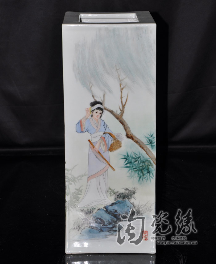 Offered a home - cooked r jingdezhen famous Yu Bin hand - made famille rose porcelain vase, home furnishing articles four beautiful 】 【 collection