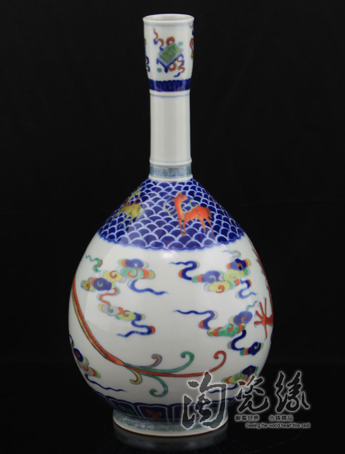 Offered home - cooked in jingdezhen blue and white color bucket hand - made blessed by imitation porcelain bottle vase furnishing articles home decoration porcelain ceramic vase