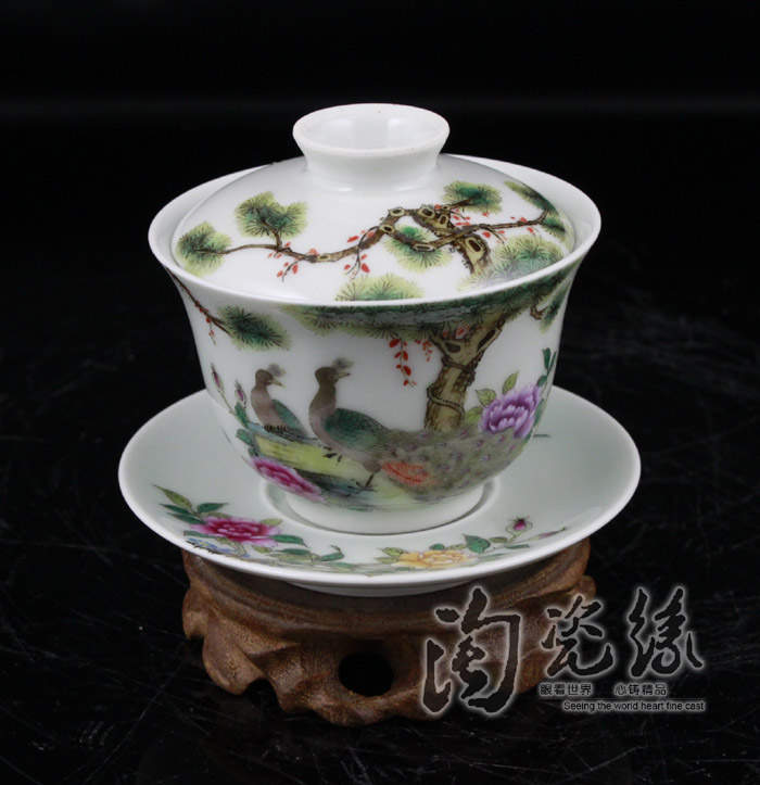 Jingdezhen Offered home - cooked r g hand - made colored enamel blue glaze porcelain tea tureen three cup with a silver spoon in its ehrs expressions using the and 】 【 taking