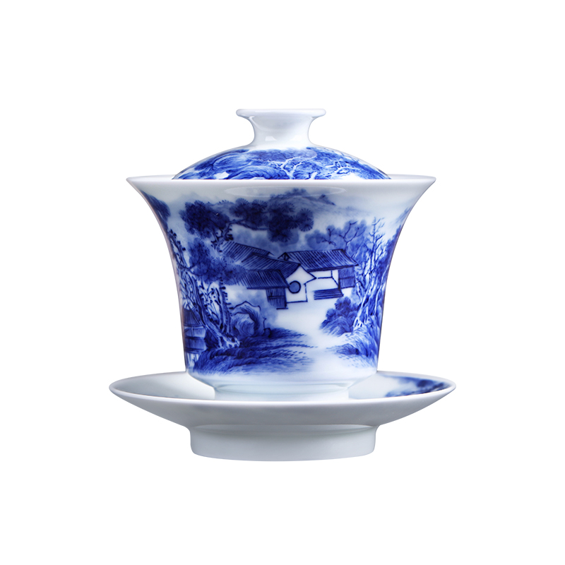 Offered home - cooked in ceramic only three tureen maintain porcelain tea set hand - made teacup jingdezhen blue and white porcelain is checking out the tea