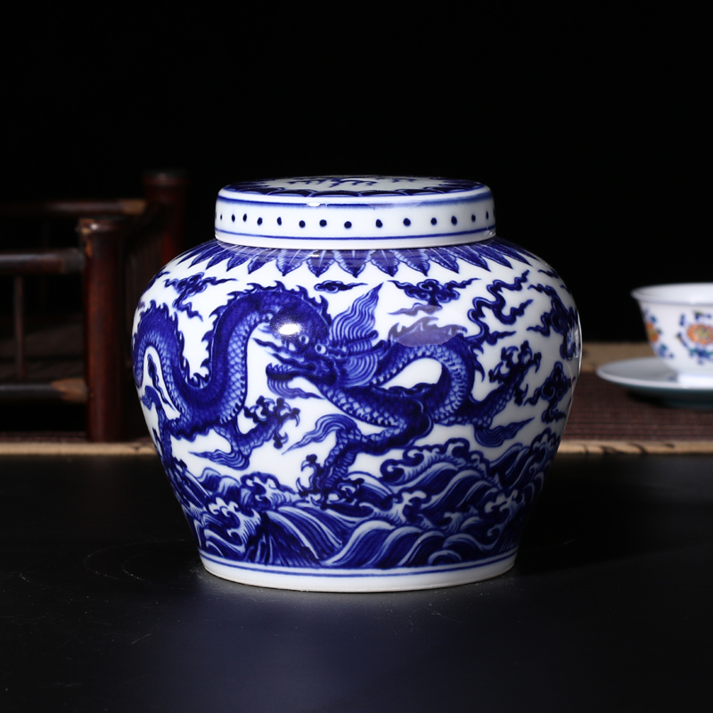 Offered home - cooked in jingdezhen blue and white porcelain tea set manually caddy fixings canister storage jar jar day word canister