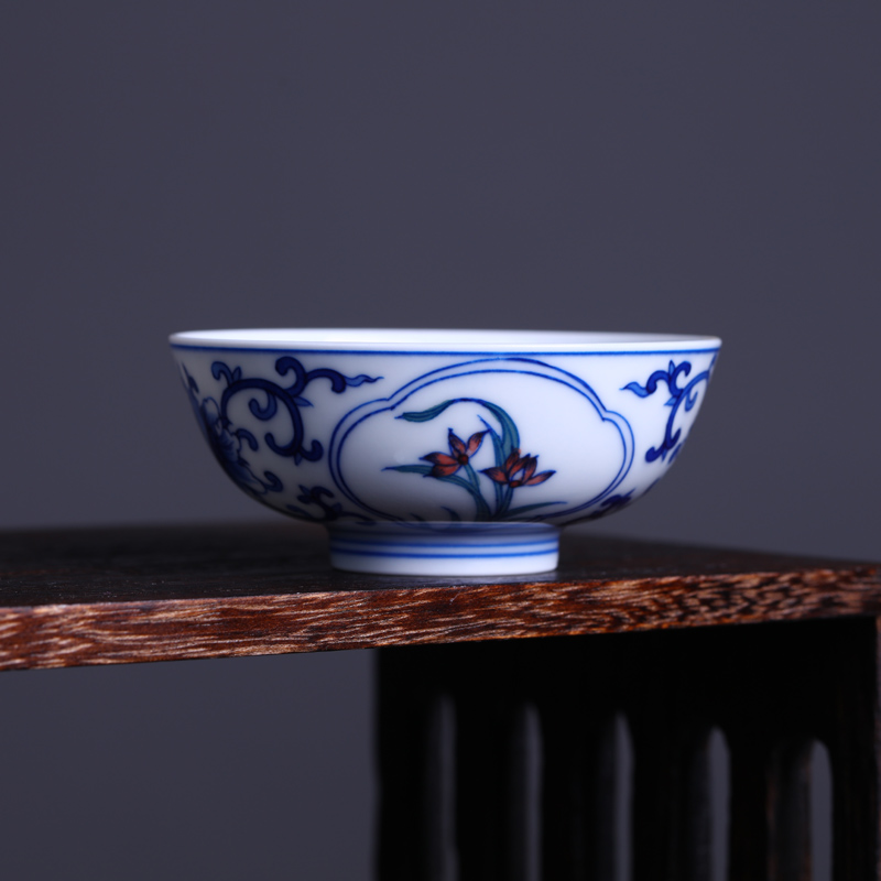 Tea offered home - cooked hand - made in blue and white porcelain bowl, jingdezhen porcelain Tea set sample Tea cup handless small Tea exchanger with the ceramics by hand