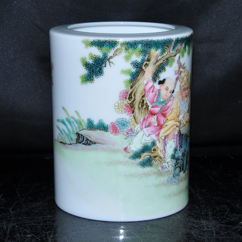 Offered a home - cooked r jingdezhen famous Jin Hongxia hand - made famille rose porcelain "four supplies stationery pen container" elegant"